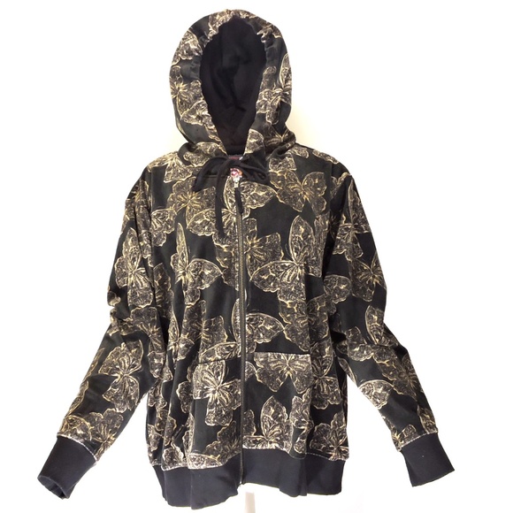 JOHNNY WAS ⚜ WOMEN'S BLACK COTTON VELVET HUDED JACKET - Picture 1 of 6